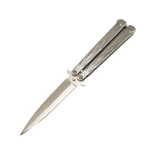 Doppelschneidiges Butterflymesser UK Silber