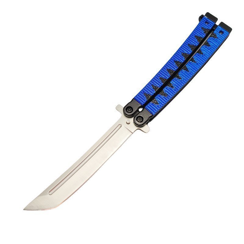 7b10f0326e6b64e65e8fd875085ac42-1.jpg 9,5 Zoll Samurai-Balisong-Butterfly-Messer im japanischen Stil, blau