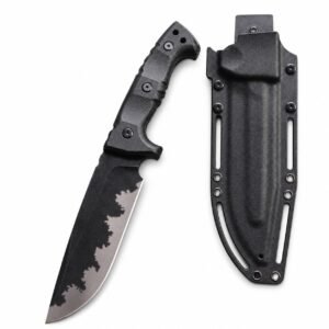 Camping Outdoor Survival Messer, tragbares Messer, hohe Härte, gerades Messer, scharfes Überlebensmesser, integrierter Kiel, hohe Härte, taktisches Messer – Schwarz-1