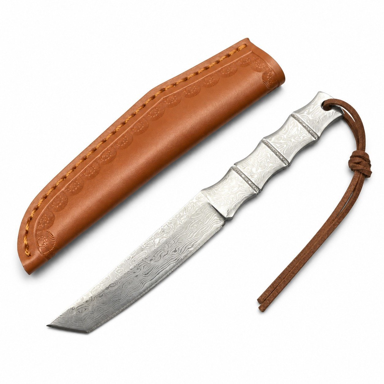 45631-main-white-clean Damastmesser mit feststehender Klinge im Bambusstil