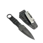 Gerades Outdoor-Messer, hohe Härte, Schärfe, taktisches kleines gerades Messer, mit K-Scheide A-2 Stone Wash/schwarzer Griff