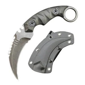 Karambit-Messer, D2-Stahl + Nylon-Fiberglas-Griff, Outdoor-Klauenmesser mit Kydexscheide, Edc-Splitter